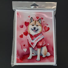 Load image into Gallery viewer, Akita My Valentine Greeting Cards - Blank Note Cards – 8-Pack of Artist-Designed Cards with Envelopes