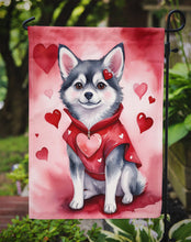 Load image into Gallery viewer, Alaskan Klee Kai Valentine’s Day Garden Flag – Dog-Themed Heart Yard Decor