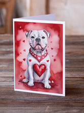 Load image into Gallery viewer, American Bulldog My Valentine Greeting Cards - Blank Note Cards – 8-Pack of Artist-Designed Cards with Envelopes