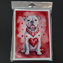 Load image into Gallery viewer, American Bulldog My Valentine Greeting Cards - Blank Note Cards – 8-Pack of Artist-Designed Cards with Envelopes