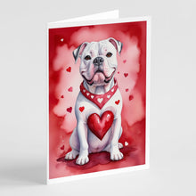 Load image into Gallery viewer, American Bulldog My Valentine Greeting Cards - Blank Note Cards – 8-Pack of Artist-Designed Cards with Envelopes