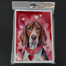 Load image into Gallery viewer, American English Coonhound My Valentine Greeting Cards - Blank Note Cards – 8-Pack of Artist-Designed Cards with Envelopes
