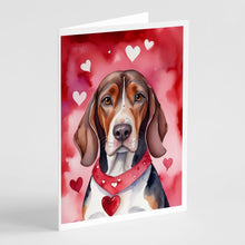 Load image into Gallery viewer, American English Coonhound My Valentine Greeting Cards - Blank Note Cards – 8-Pack of Artist-Designed Cards with Envelopes