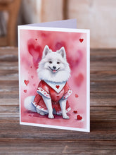 Load image into Gallery viewer, American Eskimo My Valentine Greeting Cards - Blank Note Cards – 8-Pack of Artist-Designed Cards with Envelopes