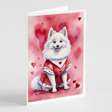 Load image into Gallery viewer, American Eskimo My Valentine Greeting Cards - Blank Note Cards – 8-Pack of Artist-Designed Cards with Envelopes
