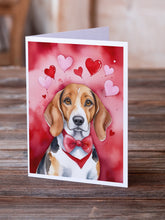 Load image into Gallery viewer, American Foxhound My Valentine Greeting Cards - Blank Note Cards – 8-Pack of Artist-Designed Cards with Envelopes