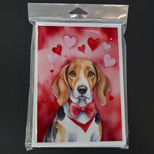 Load image into Gallery viewer, American Foxhound My Valentine Greeting Cards - Blank Note Cards – 8-Pack of Artist-Designed Cards with Envelopes
