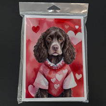Load image into Gallery viewer, American Water Spaniel My Valentine Greeting Cards - Blank Note Cards – 8-Pack of Artist-Designed Cards with Envelopes