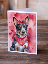 Load image into Gallery viewer, Australian Cattle Dog My Valentine Greeting Cards - Blank Note Cards – 8-Pack of Artist-Designed Cards with Envelopes