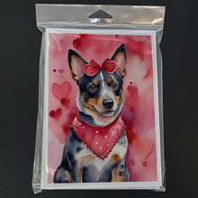 Load image into Gallery viewer, Australian Cattle Dog My Valentine Greeting Cards - Blank Note Cards – 8-Pack of Artist-Designed Cards with Envelopes