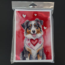 Load image into Gallery viewer, Australian Shepherd My Valentine Greeting Cards - Blank Note Cards – 8-Pack of Artist-Designed Cards with Envelopes