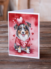 Load image into Gallery viewer, Australian Shepherd My Valentine Greeting Cards - Blank Note Cards – 8-Pack of Artist-Designed Cards with Envelopes