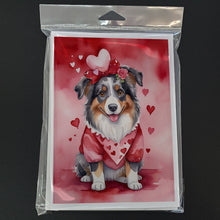 Load image into Gallery viewer, Australian Shepherd My Valentine Greeting Cards - Blank Note Cards – 8-Pack of Artist-Designed Cards with Envelopes