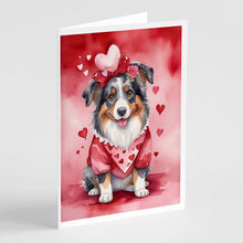 Load image into Gallery viewer, Australian Shepherd My Valentine Greeting Cards - Blank Note Cards – 8-Pack of Artist-Designed Cards with Envelopes