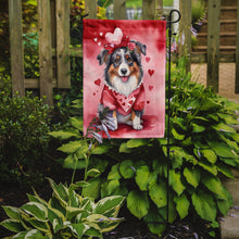 Load image into Gallery viewer, Australian Shepherd Valentine’s Day Garden Flag – Dog-Themed Heart Yard Decor
