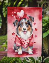 Load image into Gallery viewer, Australian Shepherd Valentine’s Day Garden Flag – Dog-Themed Heart Yard Decor