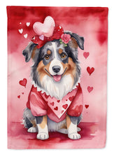 Load image into Gallery viewer, Australian Shepherd Valentine’s Day Garden Flag – Dog-Themed Heart Yard Decor