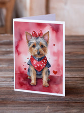 Load image into Gallery viewer, Australian Terrier My Valentine Greeting Cards - Blank Note Cards – 8-Pack of Artist-Designed Cards with Envelopes