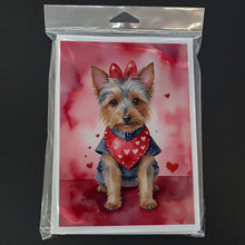 Load image into Gallery viewer, Australian Terrier My Valentine Greeting Cards - Blank Note Cards – 8-Pack of Artist-Designed Cards with Envelopes