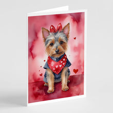Load image into Gallery viewer, Australian Terrier My Valentine Greeting Cards - Blank Note Cards – 8-Pack of Artist-Designed Cards with Envelopes