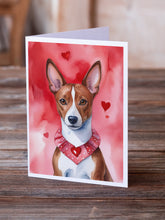 Load image into Gallery viewer, Basenji My Valentine Greeting Cards - Blank Note Cards – 8-Pack of Artist-Designed Cards with Envelopes