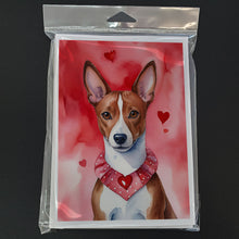 Load image into Gallery viewer, Basenji My Valentine Greeting Cards - Blank Note Cards – 8-Pack of Artist-Designed Cards with Envelopes