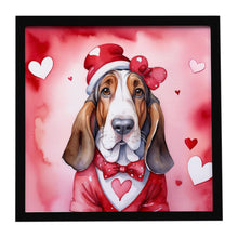 Load image into Gallery viewer, Basset Hound My Valentine Framed Metal Print