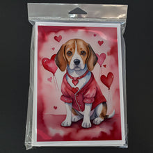 Load image into Gallery viewer, Beagle My Valentine Greeting Cards - Blank Note Cards – 8-Pack of Artist-Designed Cards with Envelopes