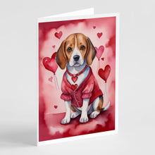 Load image into Gallery viewer, Beagle My Valentine Greeting Cards - Blank Note Cards – 8-Pack of Artist-Designed Cards with Envelopes