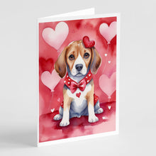 Load image into Gallery viewer, Beagle My Valentine Greeting Cards - Blank Note Cards – 8-Pack of Artist-Designed Cards with Envelopes