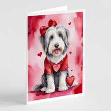 Load image into Gallery viewer, Bearded Collie My Valentine Greeting Cards - Blank Note Cards – 8-Pack of Artist-Designed Cards with Envelopes