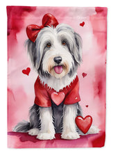 Load image into Gallery viewer, Bearded Collie Valentine’s Day Garden Flag – Dog-Themed Heart Yard Decor