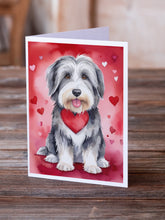 Load image into Gallery viewer, Bearded Collie My Valentine Greeting Cards - Blank Note Cards – 8-Pack of Artist-Designed Cards with Envelopes