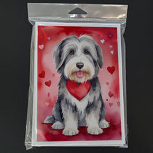 Load image into Gallery viewer, Bearded Collie My Valentine Greeting Cards - Blank Note Cards – 8-Pack of Artist-Designed Cards with Envelopes