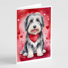 Load image into Gallery viewer, Bearded Collie My Valentine Greeting Cards - Blank Note Cards – 8-Pack of Artist-Designed Cards with Envelopes