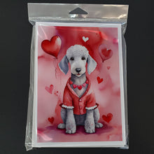 Load image into Gallery viewer, Bedlington Terrier My Valentine Greeting Cards - Blank Note Cards – 8-Pack of Artist-Designed Cards with Envelopes