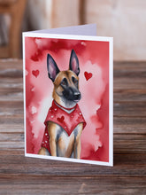Load image into Gallery viewer, Belgian Malinois My Valentine Greeting Cards - Blank Note Cards – 8-Pack of Artist-Designed Cards with Envelopes