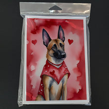 Load image into Gallery viewer, Belgian Malinois My Valentine Greeting Cards - Blank Note Cards – 8-Pack of Artist-Designed Cards with Envelopes