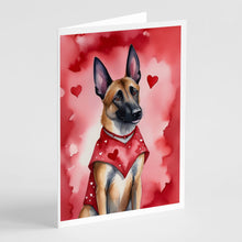 Load image into Gallery viewer, Belgian Malinois My Valentine Greeting Cards - Blank Note Cards – 8-Pack of Artist-Designed Cards with Envelopes
