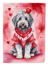 Load image into Gallery viewer, Bergamasco Sheepdog Valentine’s Day Garden Flag – Dog-Themed Heart Yard Decor