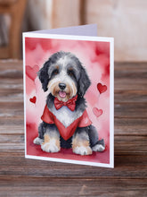 Load image into Gallery viewer, Bernedoodle My Valentine Greeting Cards - Blank Note Cards – 8-Pack of Artist-Designed Cards with Envelopes