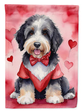 Load image into Gallery viewer, Bernedoodle Valentine’s Day Garden Flag – Dog-Themed Heart Yard Decor