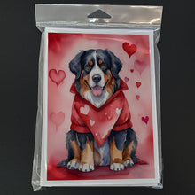 Load image into Gallery viewer, Bernese Mountain Dog My Valentine Greeting Cards - Blank Note Cards – 8-Pack of Artist-Designed Cards with Envelopes