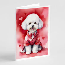 Load image into Gallery viewer, Bichon Frise My Valentine Greeting Cards - Blank Note Cards – 8-Pack of Artist-Designed Cards with Envelopes
