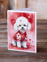 Load image into Gallery viewer, Bichon Frise My Valentine Greeting Cards - Blank Note Cards – 8-Pack of Artist-Designed Cards with Envelopes