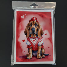 Load image into Gallery viewer, Bloodhound My Valentine Greeting Cards - Blank Note Cards – 8-Pack of Artist-Designed Cards with Envelopes