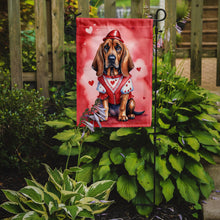 Load image into Gallery viewer, Bloodhound Valentine’s Day Garden Flag – Dog-Themed Heart Yard Decor