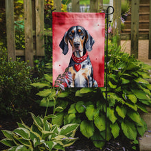 Load image into Gallery viewer, Bluetick Coonhound Valentine’s Day Garden Flag – Dog-Themed Heart Yard Decor