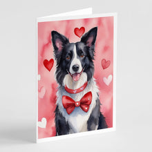 Load image into Gallery viewer, Border Collie My Valentine Greeting Cards - Blank Note Cards – 8-Pack of Artist-Designed Cards with Envelopes