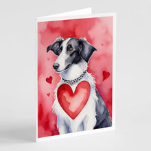 Load image into Gallery viewer, Borzoi My Valentine Greeting Cards - Blank Note Cards – 8-Pack of Artist-Designed Cards with Envelopes